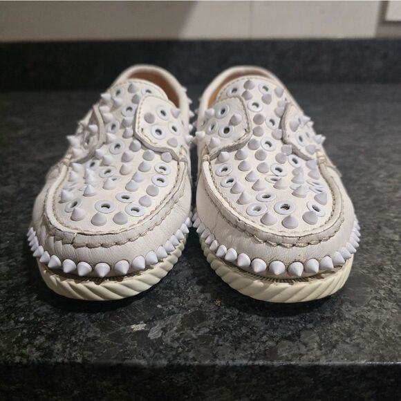 Christian Louboutin Yacht Spike Leather Loafers Size 36/6 White - Picture 6 of 10